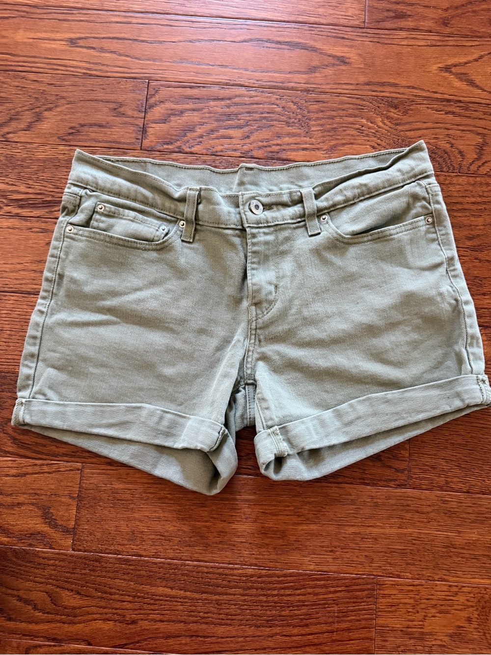 Levi’s Olive Green Rolled-Hem Cotton Shorts